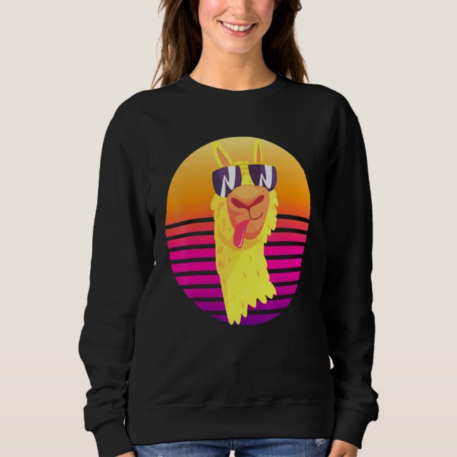 Lama Retro Style Alpaca Boy Sweatshirt (Vorderseite)