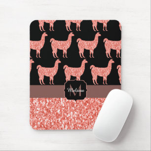 Lama-Rosa Korallen Glitzer Glitzern Muster Monogra Mousepad