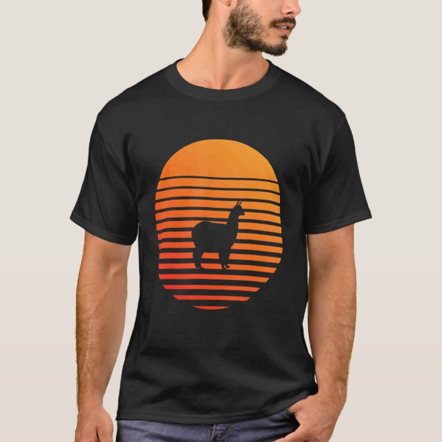 Lama Shadow Silhouette vor einer Sonne T-Shirt (Vorderseite)