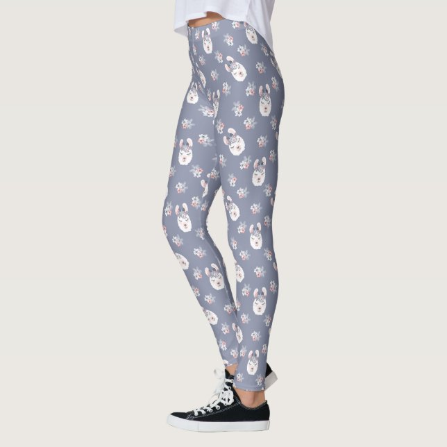 Lama-u. Blumen-Muster Leggings (Links)