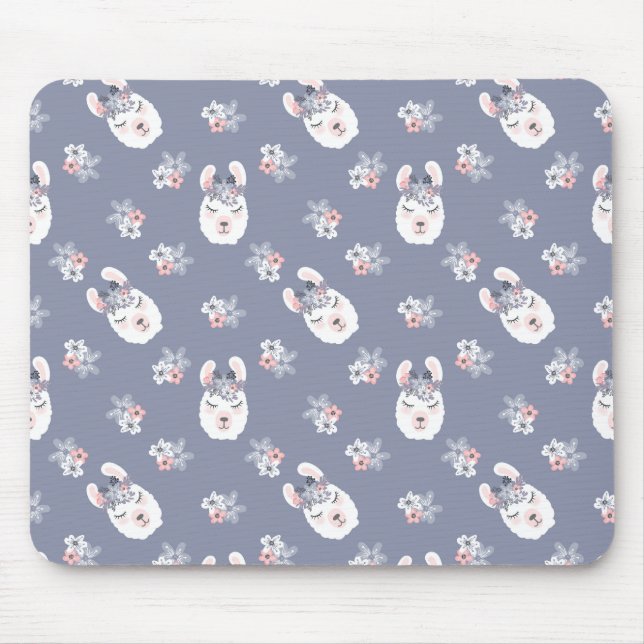Lama-u. Blumen-Muster Mousepad (Vorne)