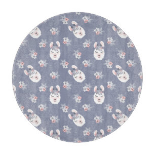 Lama-u. Blumen-Muster Schneidebrett