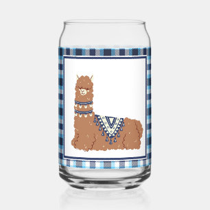 Lama und Blau Kariert Dosenglas