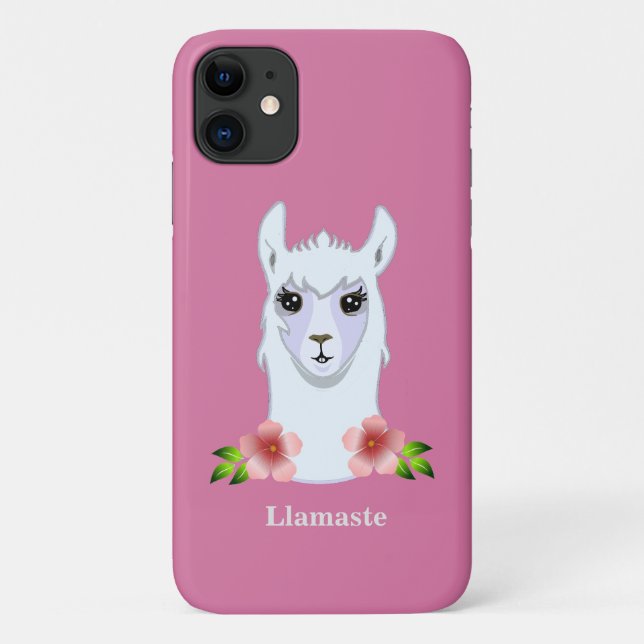 Lama und Blume auf Rose Case-Mate iPhone Hülle (Rückseite)
