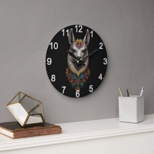 Lama- und Blume-Portrait, Große Wanduhr