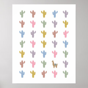 Lama und Cacti Kinderzimmer Room Poster