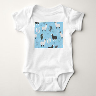 Lama und Kaktus, niedliches Muster. Baby Strampler