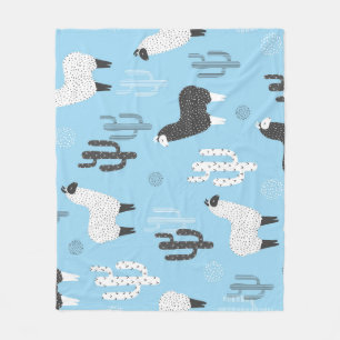 Lama und Kaktus, niedliches Muster. Fleecedecke