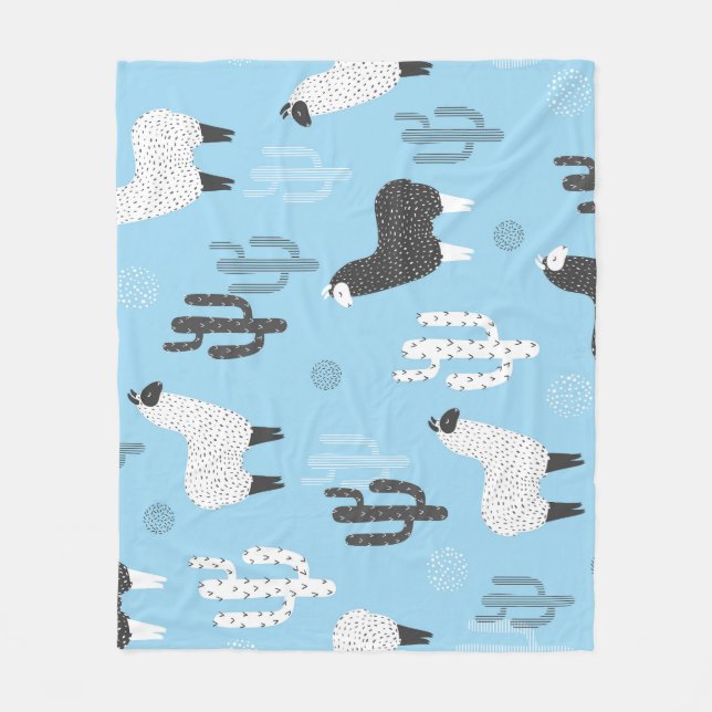 Lama und Kaktus, niedliches Muster. Fleecedecke (Vorderseite)