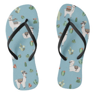 Lama- und Kaktusmuster Flip Flops