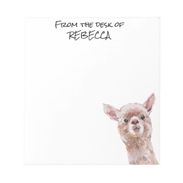 Lama vom Schreibtisch aus Personalisiert Notizblock (Vorderseite)