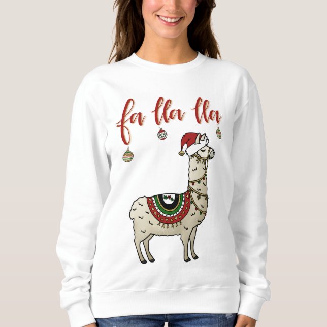 Lama-Weihnachtsstrickjacke Fas Lla Lla Sweatshirt (Vorderseite)