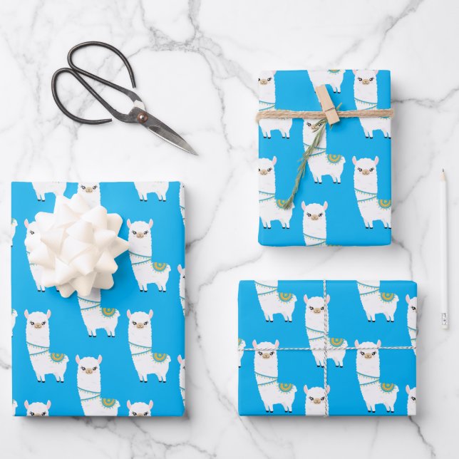 Lama Wrapping Paper Sheets Geschenkpapier Set (Vorderseite)