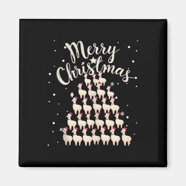 Lama Xmas Tree Llamas Weihnachtsbaum Tank Top1 Magnet (Vorne)