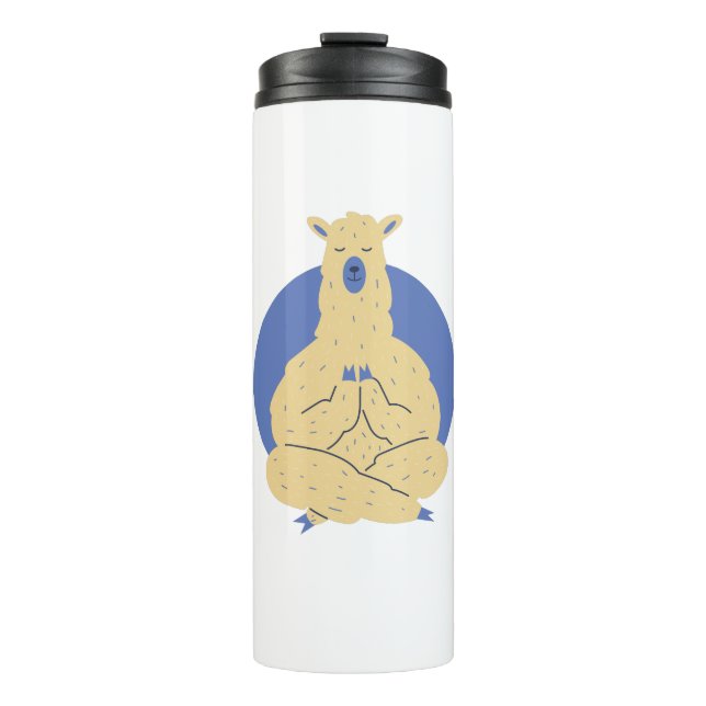 Lama Yoga Pose Thermosbecher (Vorderseite)