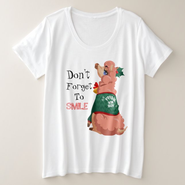 Lama zu Weihnachten Große Größe T-Shirt (Design vorne)