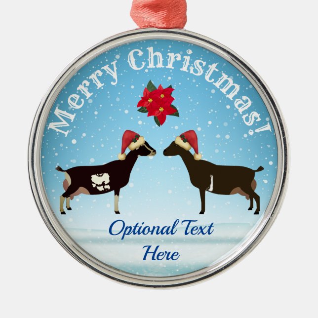 LaMancha Dairy Weihnachten im Schnee Ornament Aus Metall (Vorne)