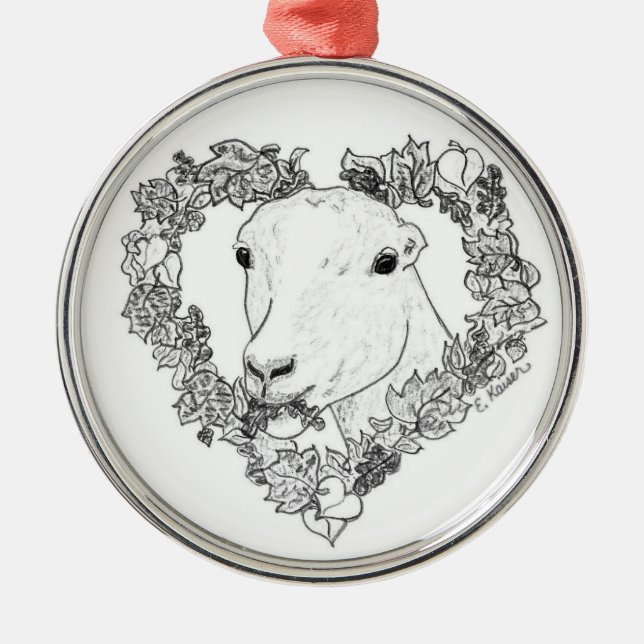 LaMancha Kopf im Herzen Ornament Aus Metall (Vorne)