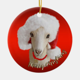 LaMancha Ziege Weihnachtsmannmütze Weihnachtsschmu Keramik Ornament