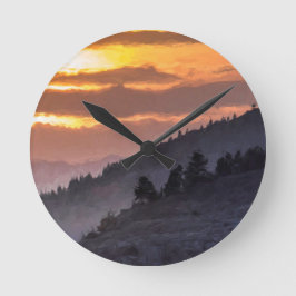 Lamar Valley Sunset Runde Wanduhr