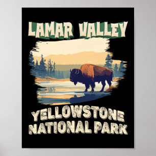 Lamar Valley Yellowstone Nationalpark Bison Wander Poster
