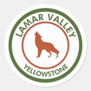 Lamar Valley Yellowstone Wolf Runder Aufkleber