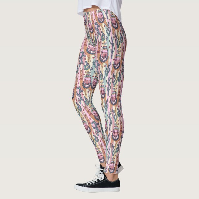 Lamas auf Streifen-Muster Leggings (Links)