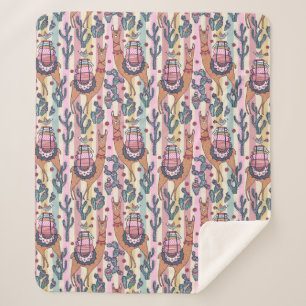 Lamas auf Streifen-Muster Sherpadecke