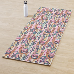 Lamas auf Streifen-Muster Yogamatte