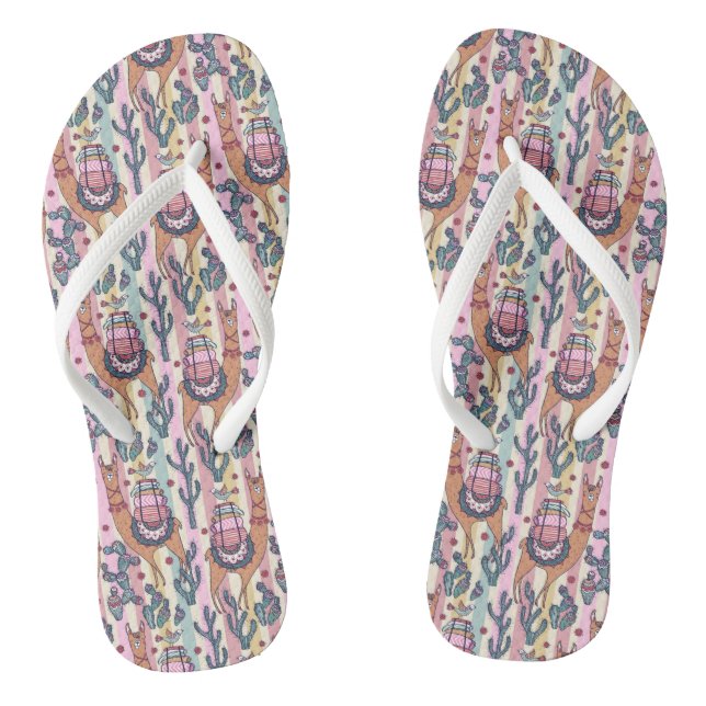 Lamas auf Streifenmuster Flip Flops (Fußbett)