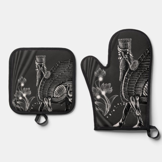 Lamassu Classic Oven Mitt und Pot Holder Ofenhandschuh & Topflappen-Set (Vorderseite)
