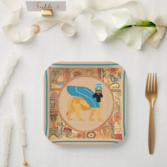 Lamassu-Papierplatte lächelnd Pappteller (Hochzeit)