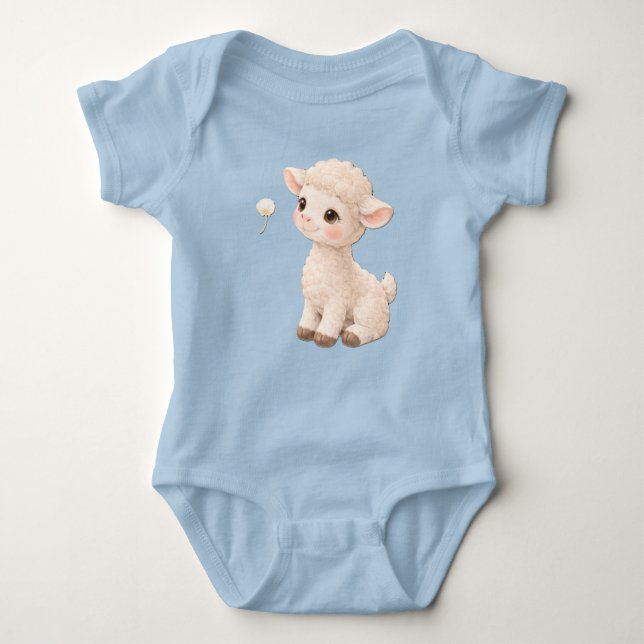 Lamb Baby Bodysuit – Soft Farm Baby Outfit Strampler (Vorderseite)