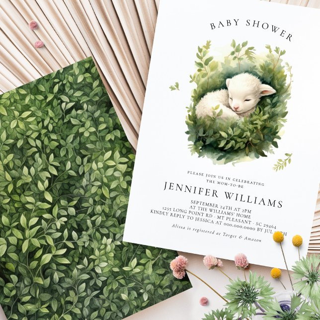 Lamb Baby Duwer Gender neutrale Einladungen (Von Creator hochgeladen)