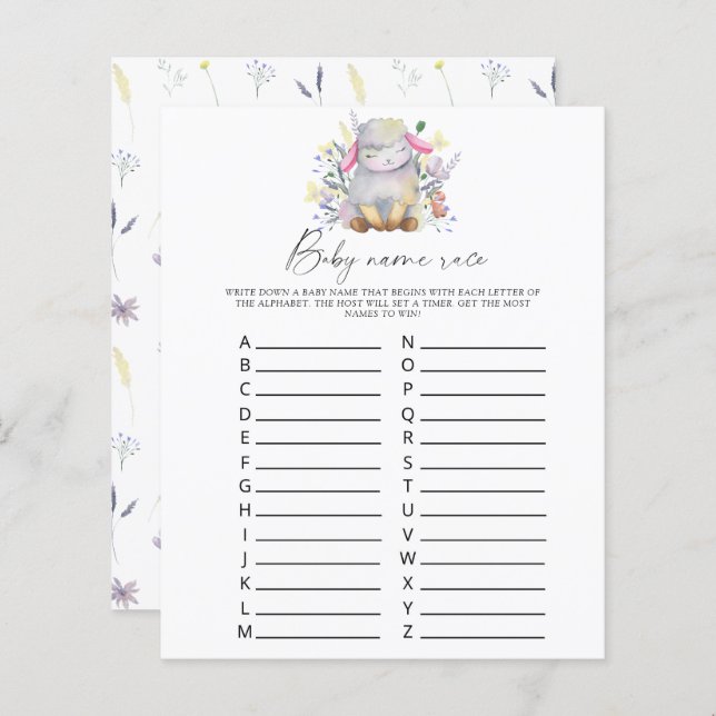 Lamb - Baby name race game (Vorne/Hinten)