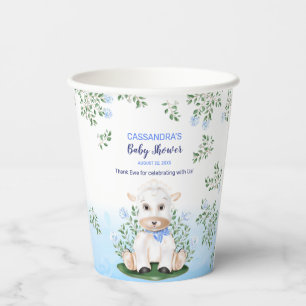 Lamb Blue Floral Baby Dusche Pappbecher