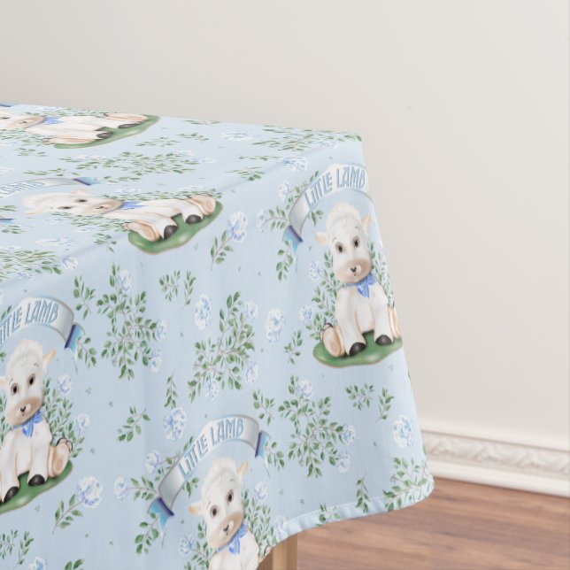 Lamb Blue Floral Baby Dusche Tischdecke (Beispiel)