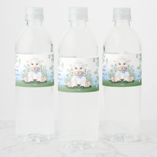 Lamb Blue Floral Baby Dusche Wasserflaschenetikett