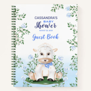 Lamb Blue Floral Baby Showbook Notizbuch