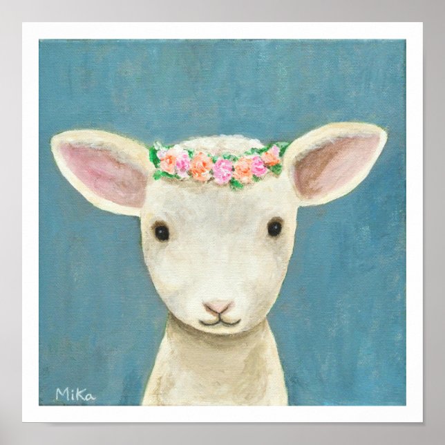 Lamb-Blume Kinderzimmer Art Print Sheep Kinderzimm Poster (Vorne)