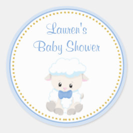 Lamb Boy Baby Dusche Pflegeaufkleber Runder Aufkleber