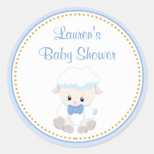 Lamb Boy Baby Dusche Pflegeaufkleber Runder Aufkleber