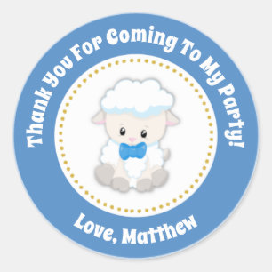 Lamb Geburtstagsparty Gefallen Stickers Blue Boy