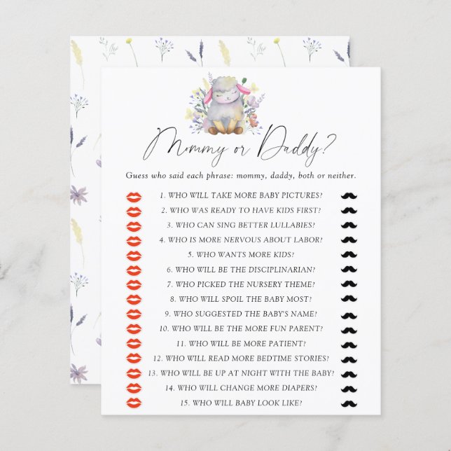 Lamb - Mama oder Papa-Baby-Duschgame (Vorne/Hinten)