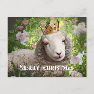 Lamb mit King Crown frohe Weihnachtsvorstellung Postkarte