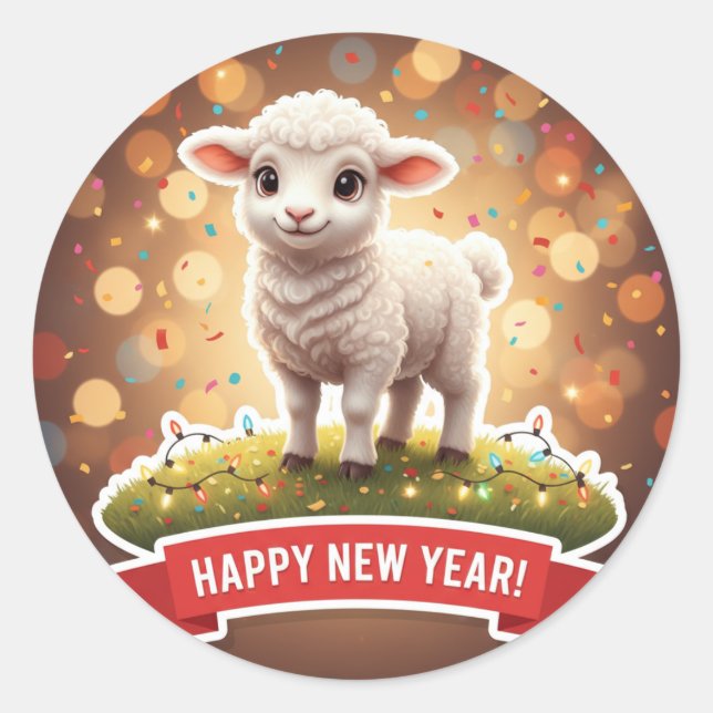 Lamb New Year Confetti Sticker (Vorderseite)