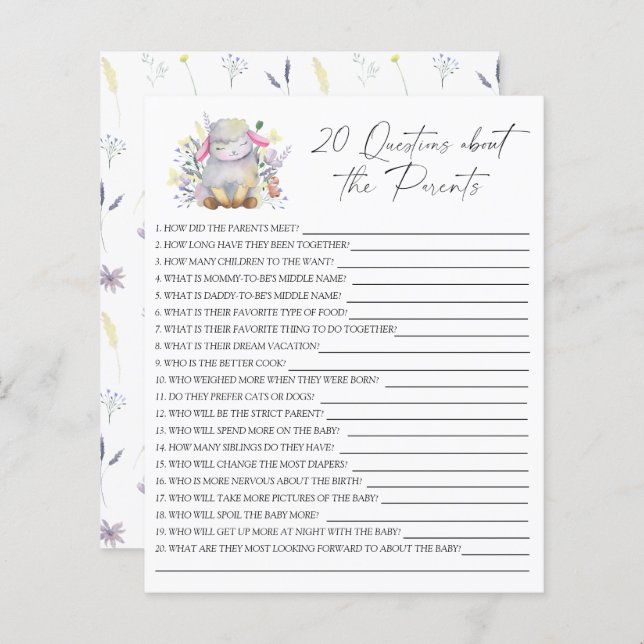 Lamb - Party | 20 Fragen zu den Eltern (Vorne/Hinten)