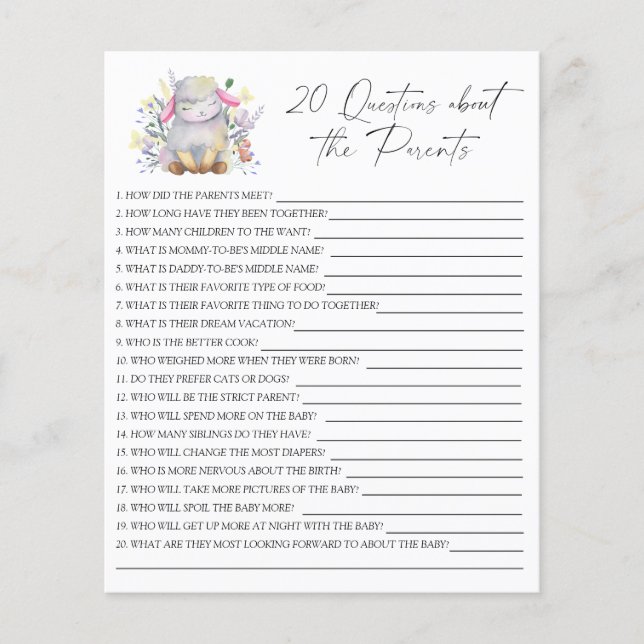 Lamb - Party | 20 Fragen zu den Eltern Flyer (Vorne)