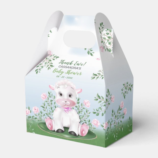 Lamb Pink Floral Baby Dusche Geschenkschachtel (Vorderseite)