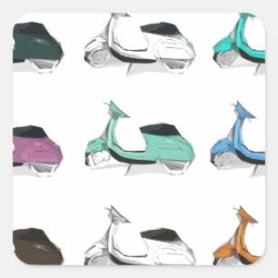 Lambretta Pop-Kunst Quadratischer Aufkleber